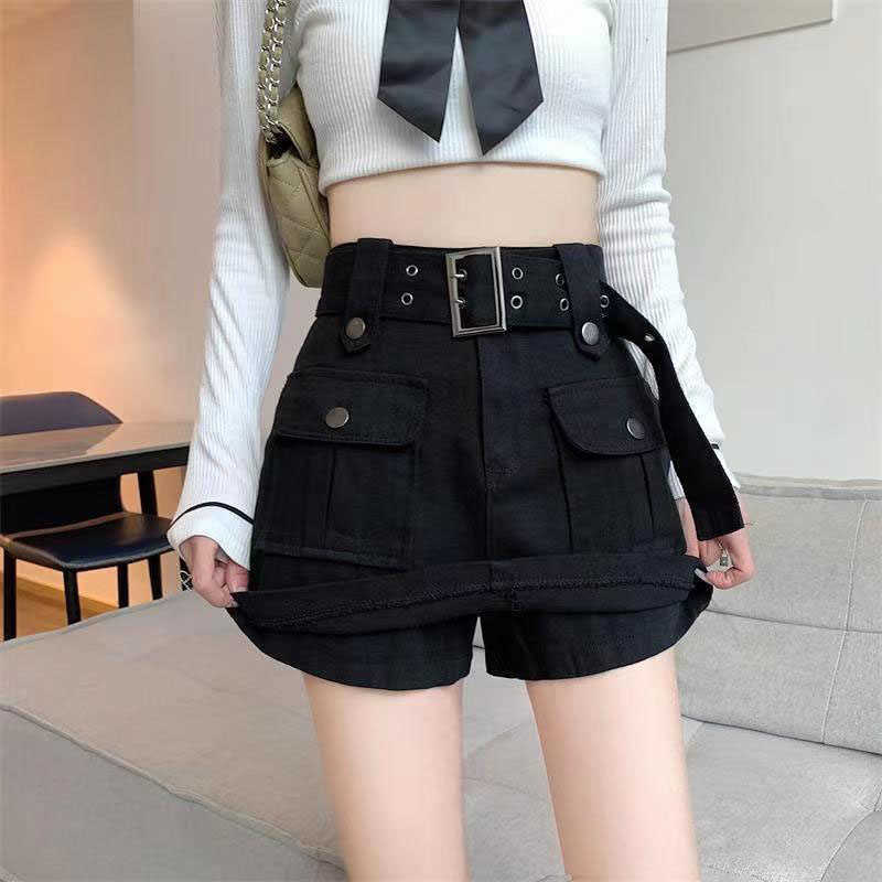 Skirts Spring Summer Fashion Korean Clothing Style High Waist Mini Skirt Women Belt Short Skirts Y2K Streetwear Big Pocket Cargo Skirts P230508