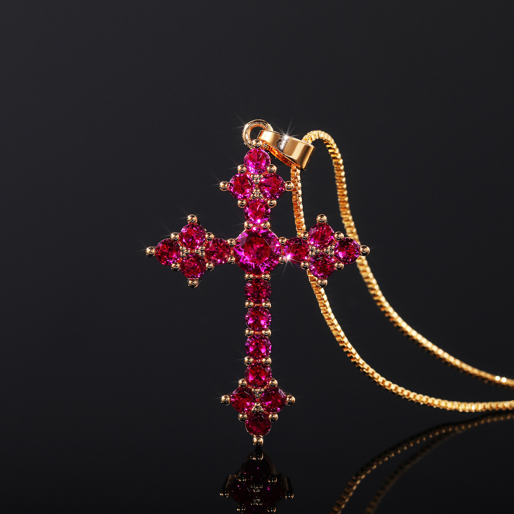 14K or pierres précieuses croix pendentif couleur argent mariage pendentifs collier pour femmes mariée charme fête tour de cou bijoux
