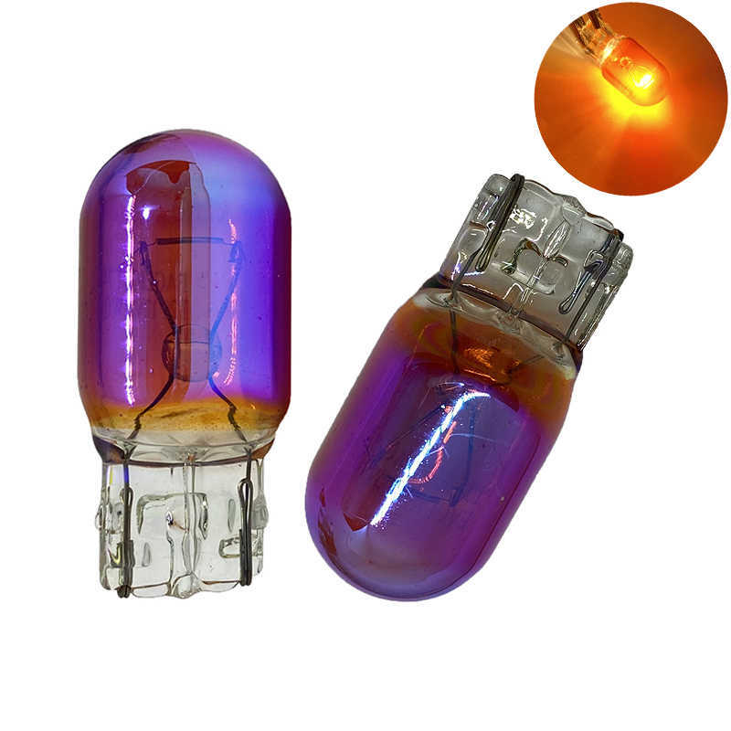 NIEUW T20 7443 7440 12V 21W SIDELIGHT CAR BULB HALOGEN LAMP WAARSCHUWING LICHT DRAAG AUTO Natuurlijk glas Diadeem Chrome Amber 5000K