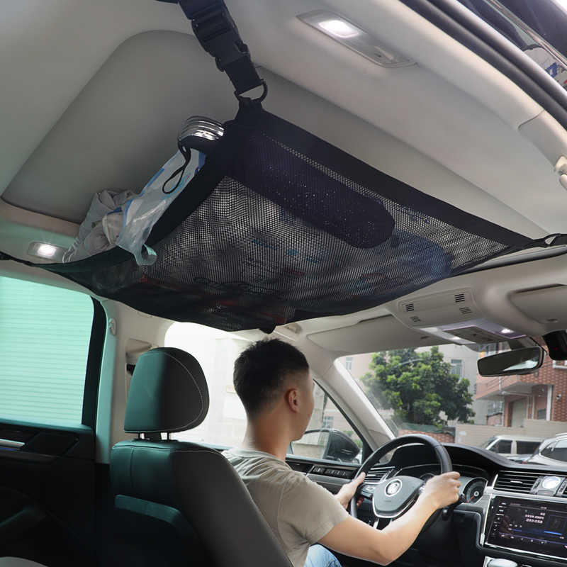 Nieuwe SUV -auto plafond opslag Net Pocket Car Dak Bag Interieur Cargo Net Ademende mesh Bag Auto opbergen opgeruimde interieuraccessoires