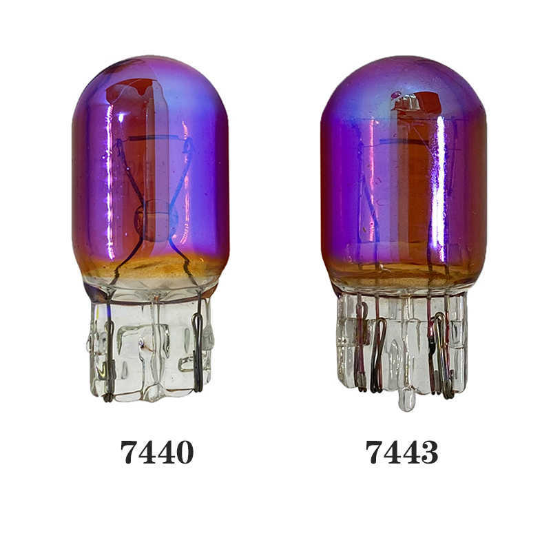 NIEUW T20 7443 7440 12V 21W SIDELIGHT CAR BULB HALOGEN LAMP WAARSCHUWING LICHT DRAAG AUTO Natuurlijk glas Diadeem Chrome Amber 5000K