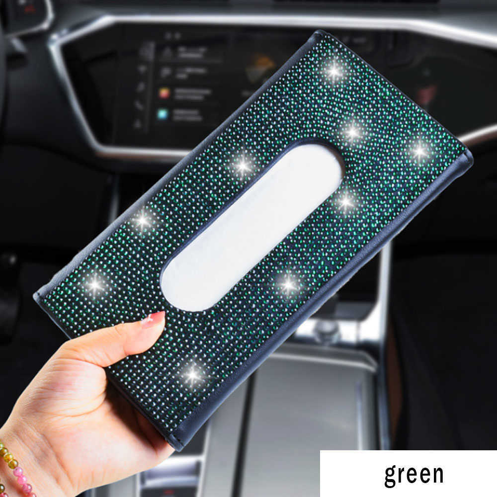 Car Sun Visor Rhinestone Tissue Box Luxury Towel Napkin Holder High-end Paper Box Bling Auto Interior Storage Car Acessories