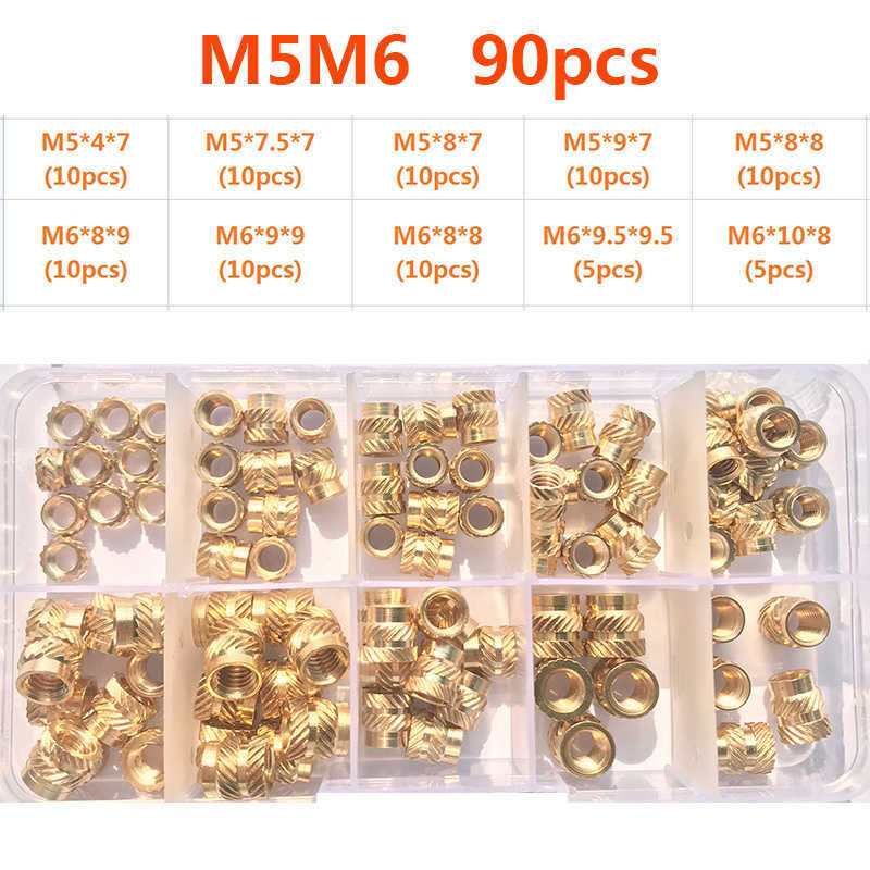 New M2 M2.5 M3 M4 M5 M6 Brass Heat Set Insert Nut Hot Melt Nutinsert Thread Knurled Double Twill Embedment Copper Nut Assortment Kit