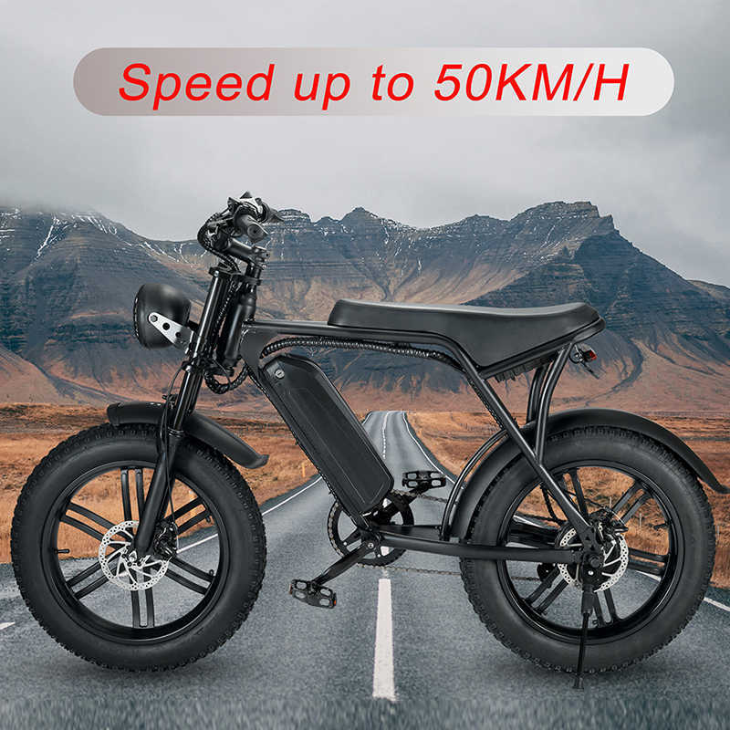 US Stock 20 Zoll Fat Ebike Elektrofahrrad 48V 750W 1000W Nabenmotor Elektro Ebike Retro Design 7 Geschwindigkeit Schnee Strand Ebike Herren