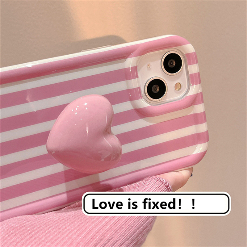 Śliczny 3D Love Heart Stand Stack Uchwyt do iPhone'a 14 12 13 Pro Max 11 ins Girl Bracket Capa Shockproof Silikonowa okładka dla 14 Pro