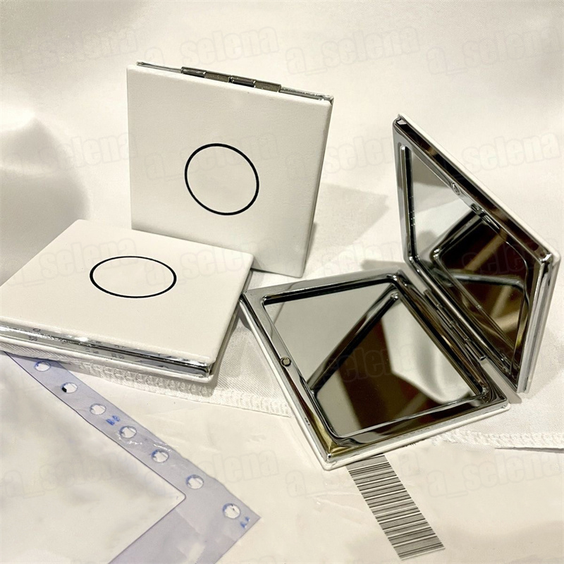 패션 디자이너 PU 소형 거울 접이식 확대 거울 편지 인쇄 메이크업 도구 휴대용 클래식 스타일 액세서리