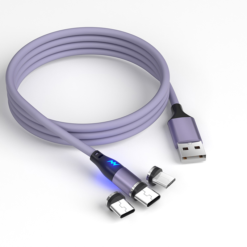 3 in 1 Magnetic Cable Liquid Silicone Cord 3ft Fast Charging Type C USB Cables for iPhone 15 Samsung Charger izeso