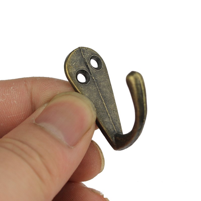 new Wholesale- Single Prong Hook Hanger Antique Bronze 3.4cm x 1.4cm for Clothes Coat Robe Purse Hat