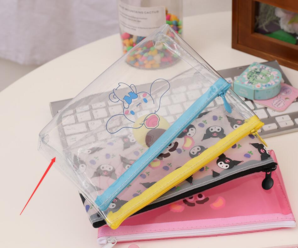 Meisjes kawaii Clear Kuromi Melody Pencil Bag Girl Kuromi Print Accessories Bags Big Capaciteit