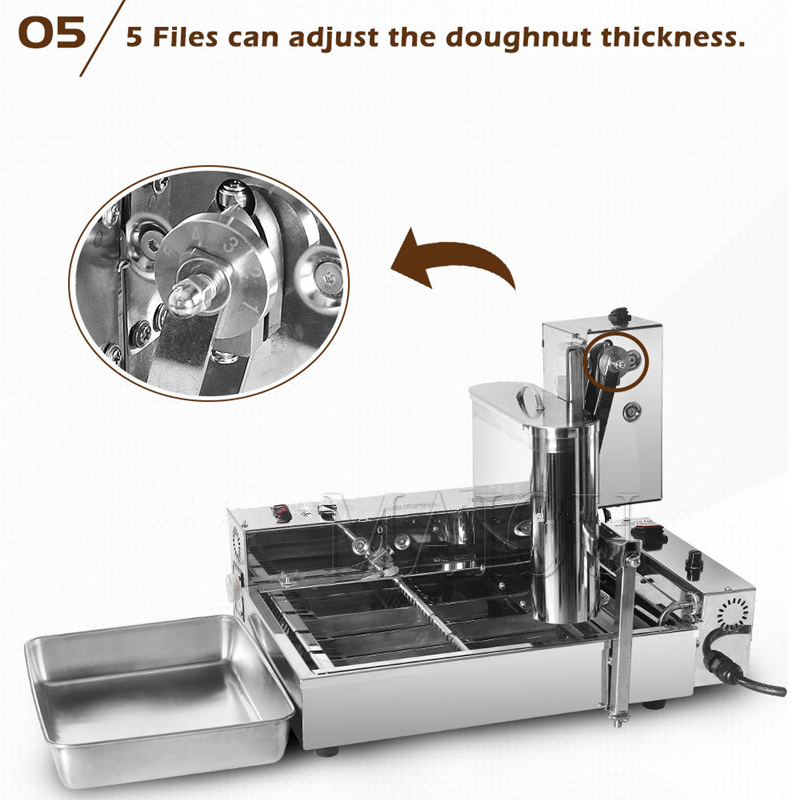 /h 220V 110V Donut de donuts automático Fryer 4 linhas de mini donuts de frigideira Máquina de fritar