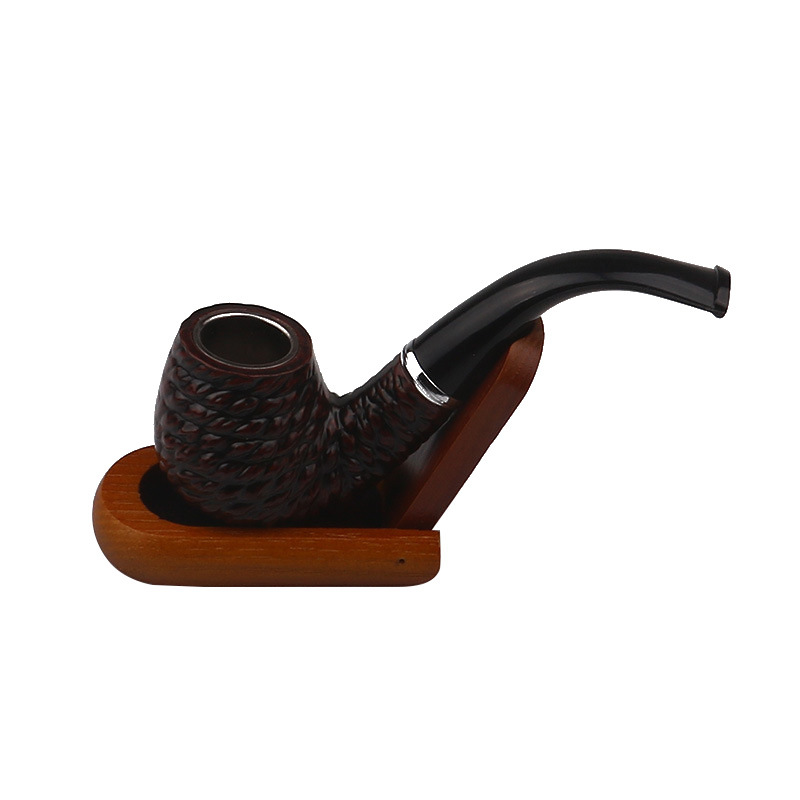 Smoking Pipes Hot selling fashion black pockmarked pipe filter cigarette holder rubber wood pipe