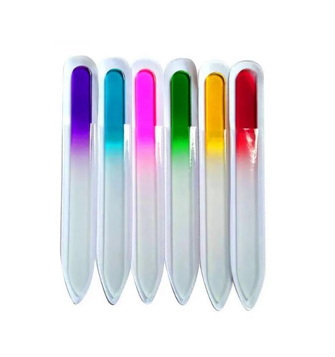 Party Favor 5.5 ''/14cm varumärkekvalitet Hållbart kristallglasfilbuffert Nagelkonstbuffertfiler Multicolor för Manucure UV Polish Tool Nail File