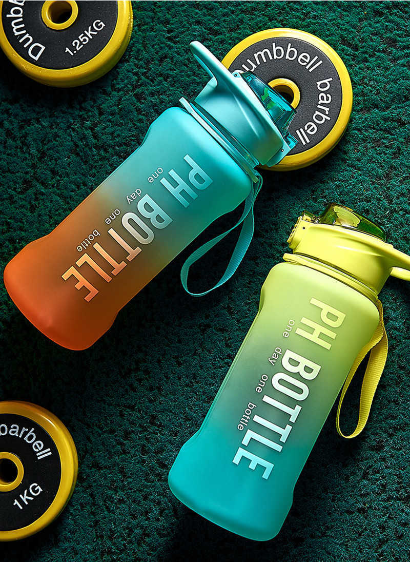 New 2200ml Large Capacity Water Bottles With Straw Gym Fitness Drinking Bottle Outdoor Camping Cycling Hiking Sports Shaker Bottles