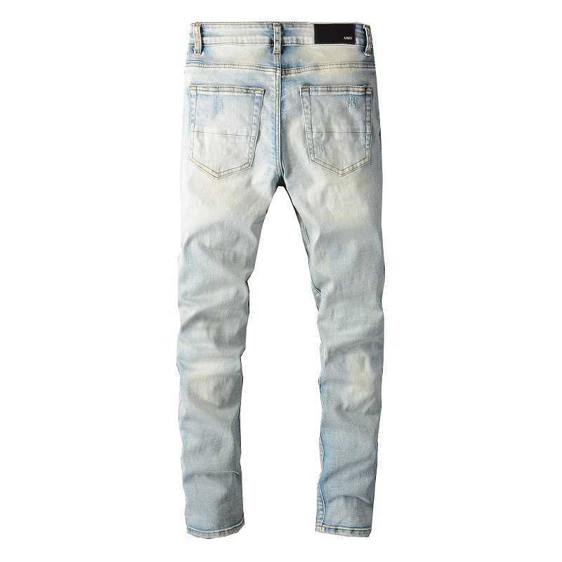 designer jeans jeans jean amirres denim maschi pantaloni nuovi piccoli leisure hip hop high street logoro lavati i jeans slim fit dipinto uomo #697 7oa4