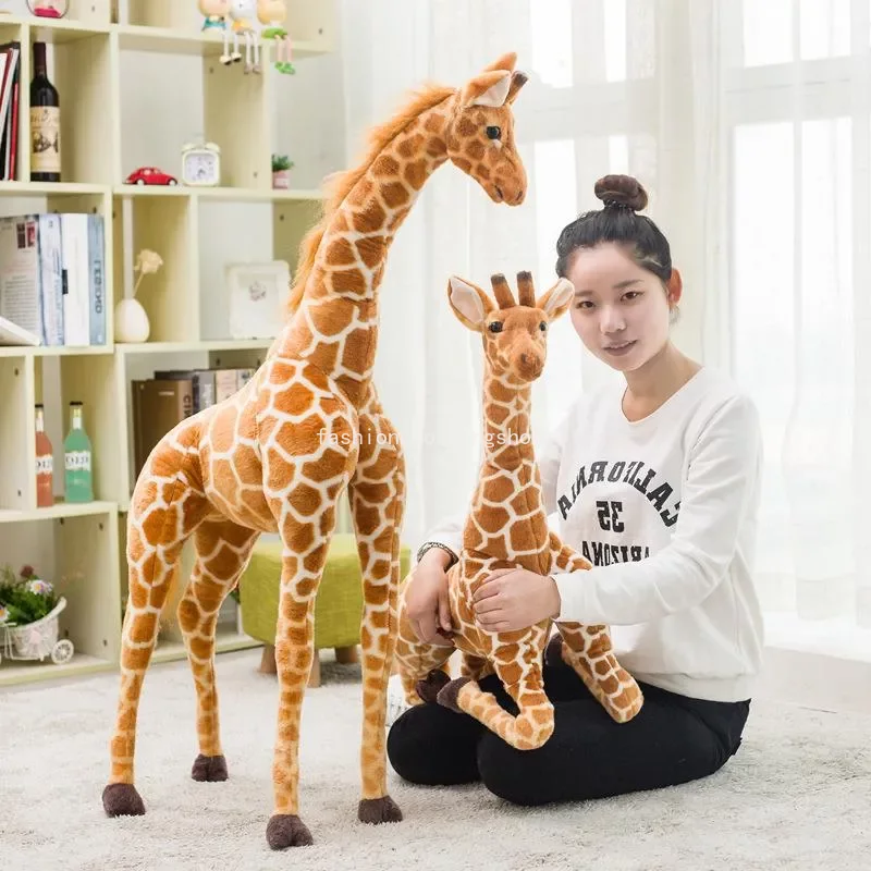 Wholesale Huge Real Life Giraffe Plush Toys Cute Stuffed Animal Dolls Soft Simulation Giraffe Doll High Quality Birthday Gift Kids Toy 60cm/80cm/100cm