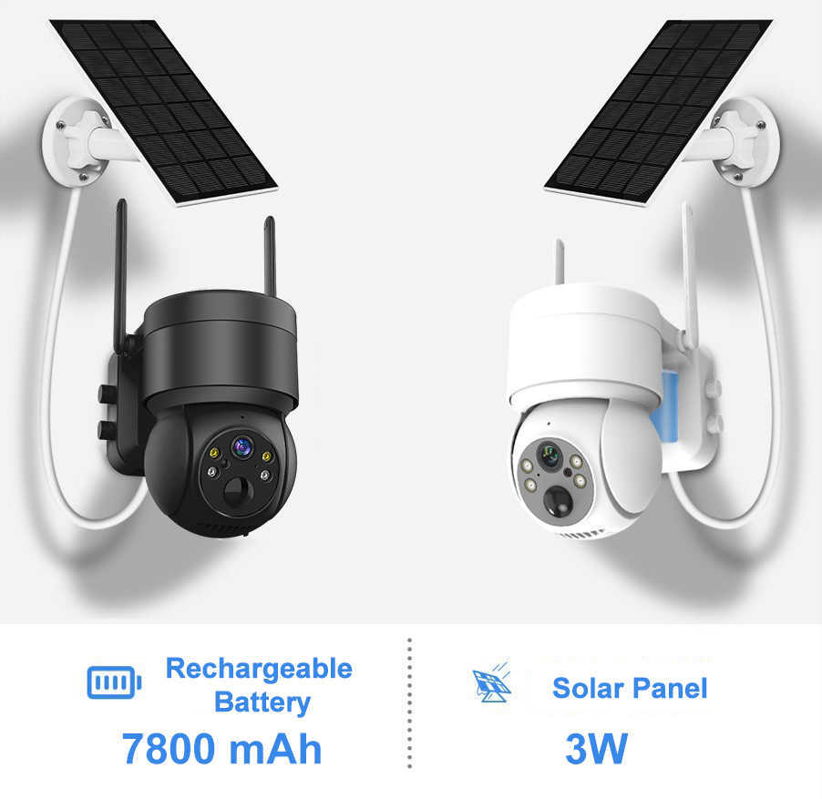 Telecamere di bordo Telecamera solare Wifi Telecamere IP di sorveglianza wireless da esterno 4MP con pannello solare Rilevamento umano PIR Batteria di ricarica 7800mAh