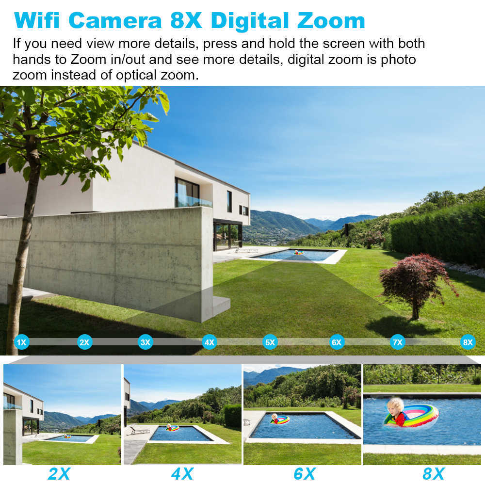 Board Cameras WEPOOS 4K 8MP PTZ WiFi Camera 8X Digital Zoom Dual Lens AI Human Detection Waterproof External CCTV Video Surveillance Cameras