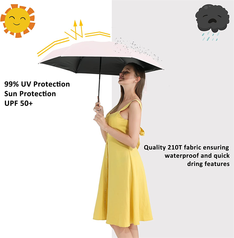 Parapluie de voyage portable de haute qualité pour la protection contre la pluie, protection contre les UV, coupe-vent, compact