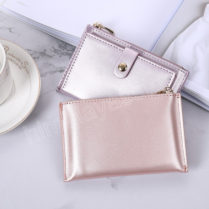 Pearl Laser PU Leather Wallet Zipper Short Ladies Coin Purse Female Money Bag Clip Credit Card Holder Clutch Wallet