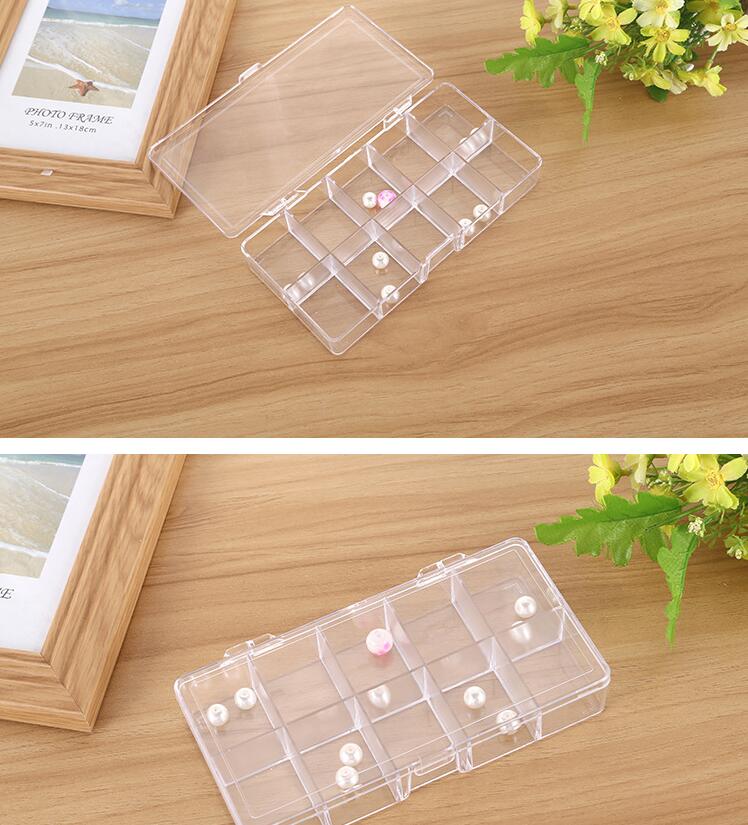 10 Grids Clear Acrylic Empty Storage Box Beads Jewelry Decoration Nail Art Display Container Case