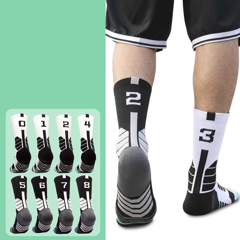 Sports Socks Criatividade Colocação gratuita 0-9 Número Profissional Sport Socks Basketball Fitness Executando meias de algodão seco rápido para homens Mulheres P230511