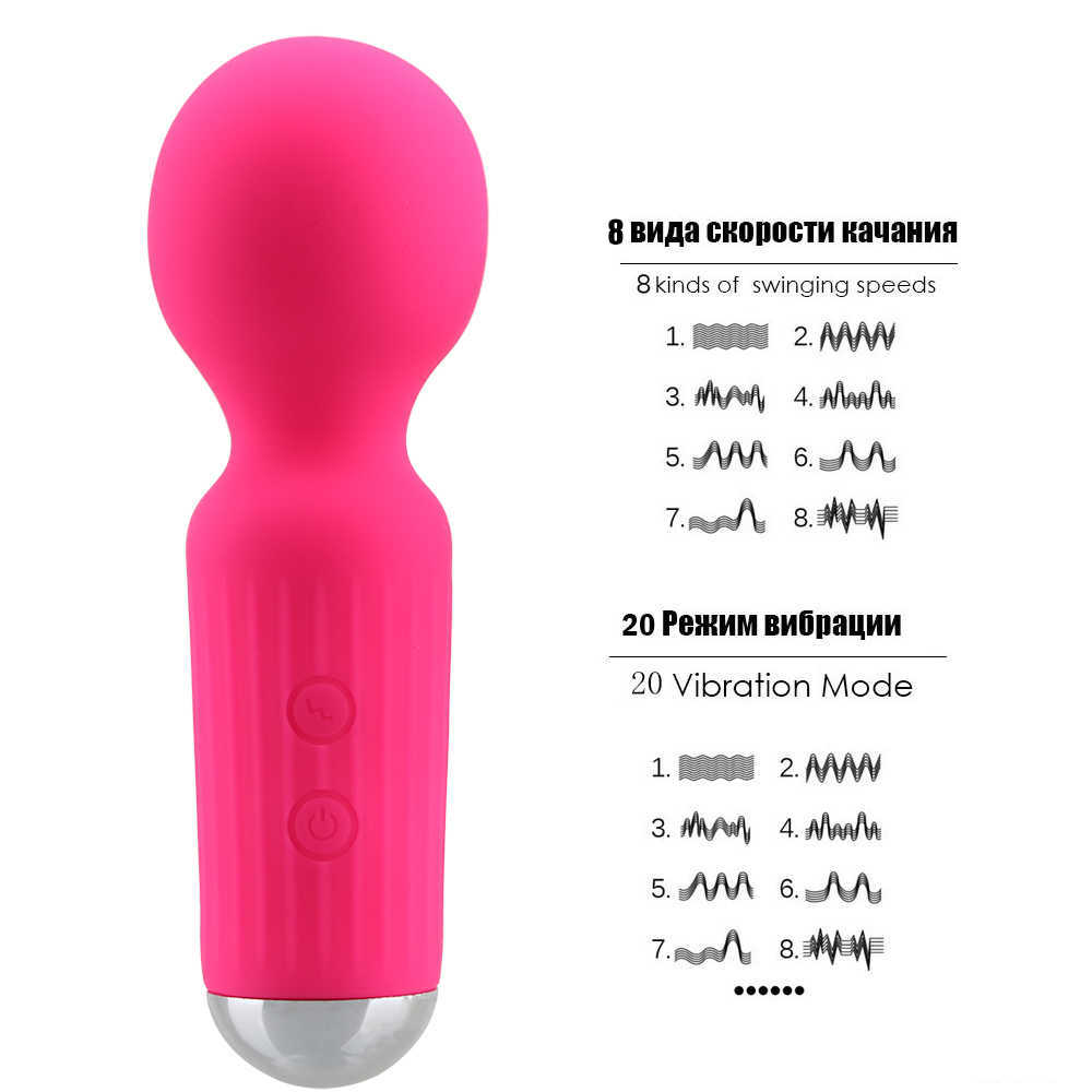 Vagina Clitoris Stimulator G-spot Massager 20 Frequency Mini AV Stick Magic Wand Sex Toy for Women Dildo Vibrator