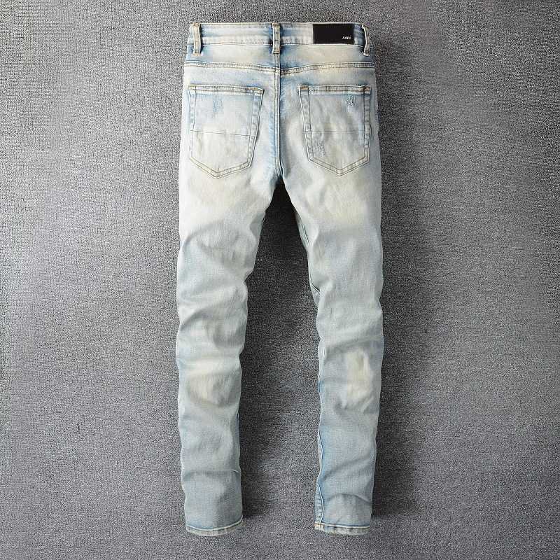 designer jeans jeans jean amirres denim maschi pantaloni nuovi piccoli leisure hip hop high street logoro lavati i jeans slim fit dipinto uomo #697 7oa4