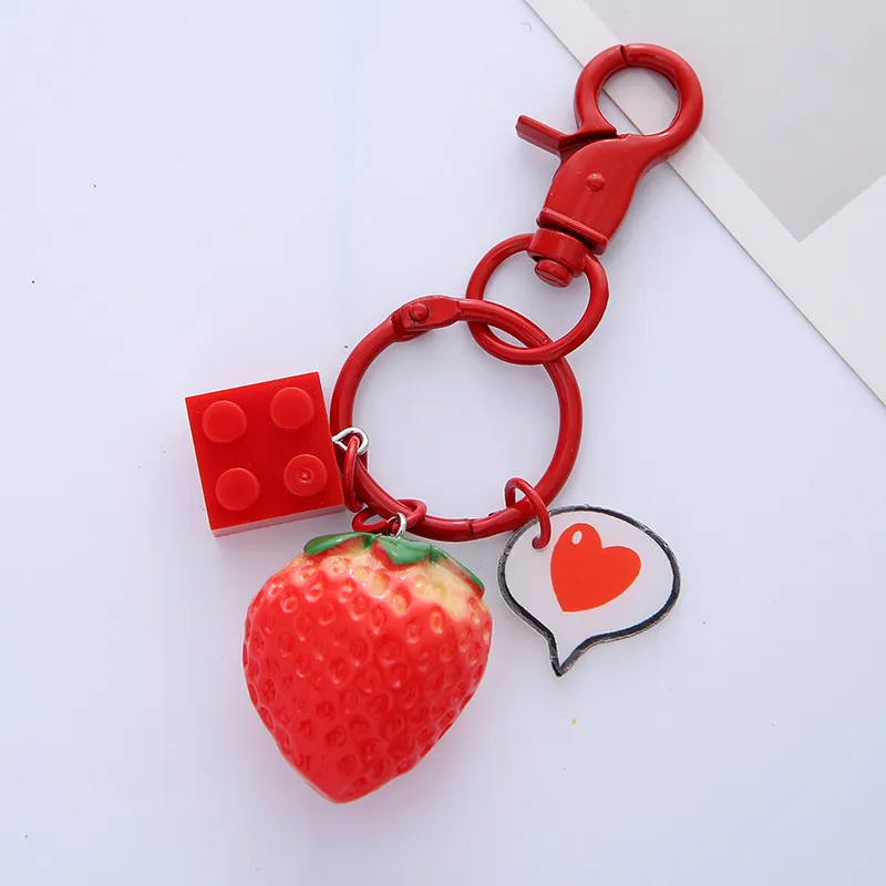 Cute Girl Ladies Strawberry Keychain Pendant Personality Female Creative Car Bag Keychains Hanging Jewelry Gift
