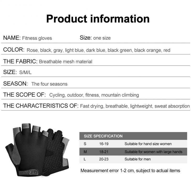 Sporthandskar Cykling Glove Half Sweat Fingerless Breatble Shock Sweat Sports Fitness Man och Kvinna P230512