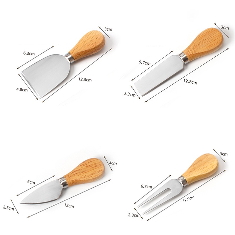 Alça de madeira queijo aço inoxidável queijo faca conjunto creme cortador manteiga espátula queijo queijo faca conjunto de talheres lx5594