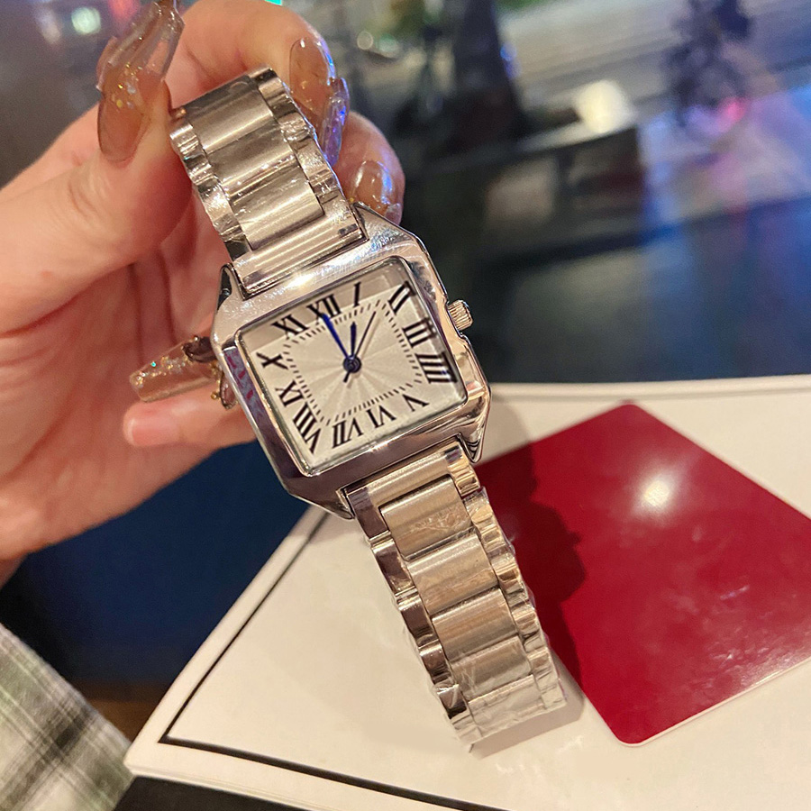 Fashion Full Brand Wrist Watches Women Ladies Girl Popular Square Style Luxury Steel Metal Band Quartz Tank Luxury With Logo Clock221l