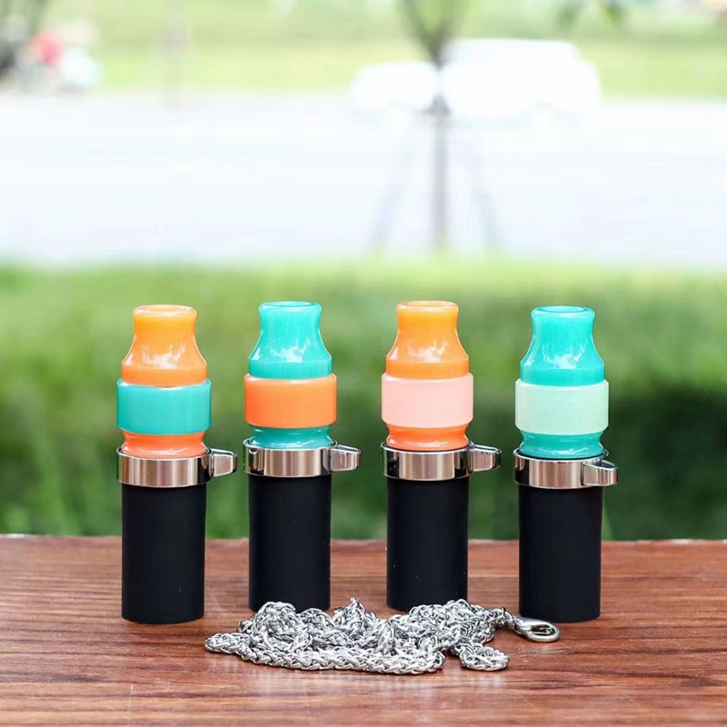 Latest Smoking Colorful Resin Glow In Dark Filter Silicone Hose Mouthpiece Tips Portable Steel Necklace Pendant Hookah Shisha Handle Cigarette Holder DHL