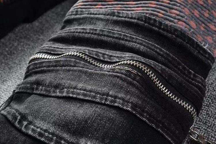 Designer jeans män jean amirres denim mens byxor koreanska high street mode mäns svarta sömmar mikro elastiska stora smala 822 lglm