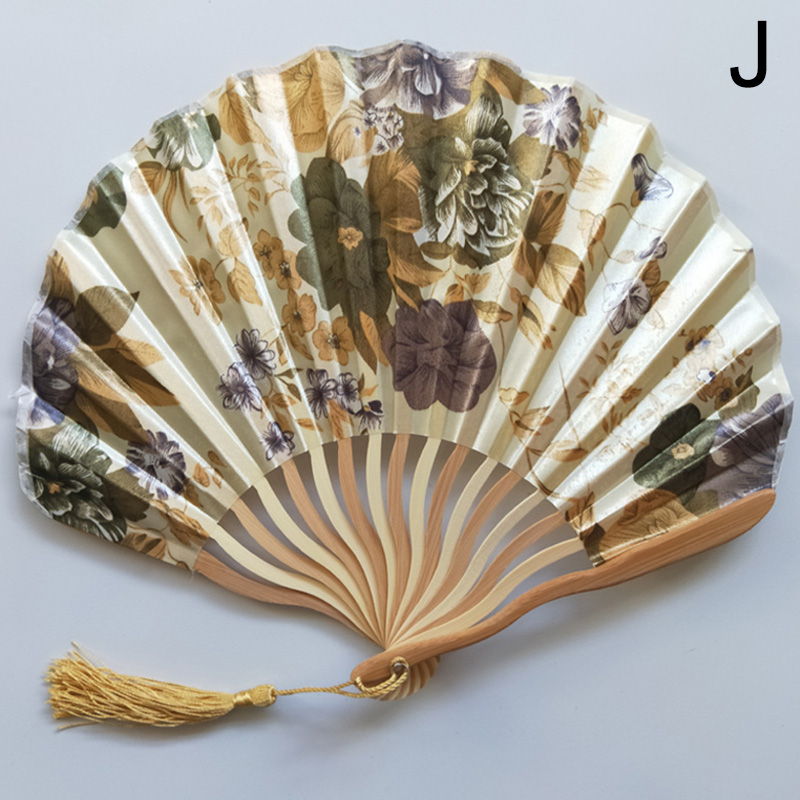 Japansk stil silkfläkt kinesisk bambu vikande fläkt vintage vågformad köl dans hand fans hantverk hem dekoration ornament gåva