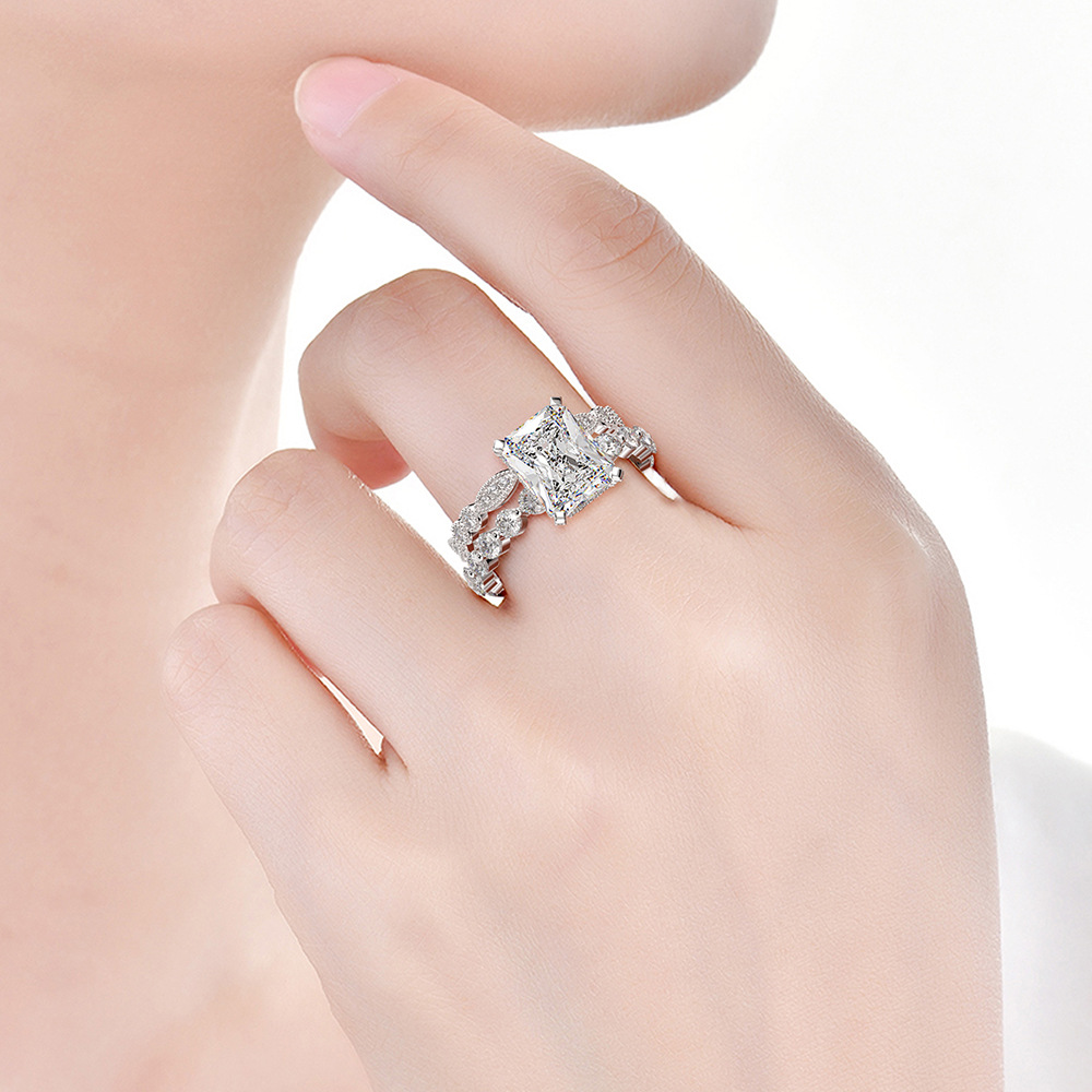 Vintage Moissanite Diamond Ring Sets 100% Real 925 Sterling Silver Engagement Wedding Band Ringen voor dames bruids set sieraden