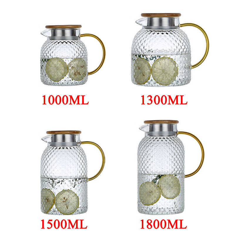 1-1.9L Kall vattenkokare glas stor kapacitet Riskorn Kettle Värmeabel Glas Set Cool White Kettle Hushållskopp Drinkware Hot