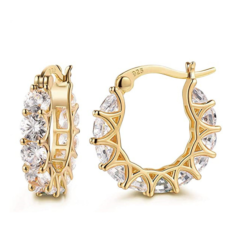 Vintage Hoop Earring AAAAA Diamond wit goud gevulde feestje Weddingoorbellen voor mannen vrouwen