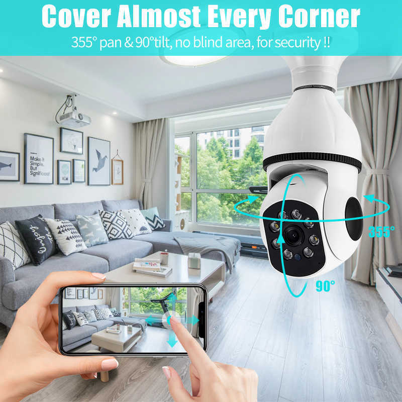 Board Cameras 5G 2MP E27 Lamp Bulb Camera Indoor Wifi Security Camera Night Vision Full Color Human Automatic Tracking Video IP Socket Monitor