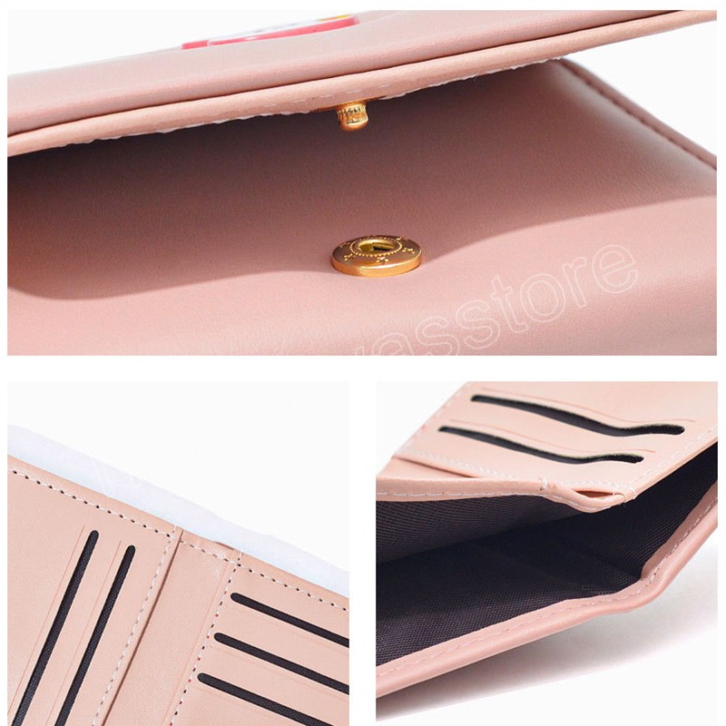 Women Fashion Wallet Pu Leather Love Heart Short Ladies Multi-card Slot Coin Purses Student Cute Triple Fold Wallet