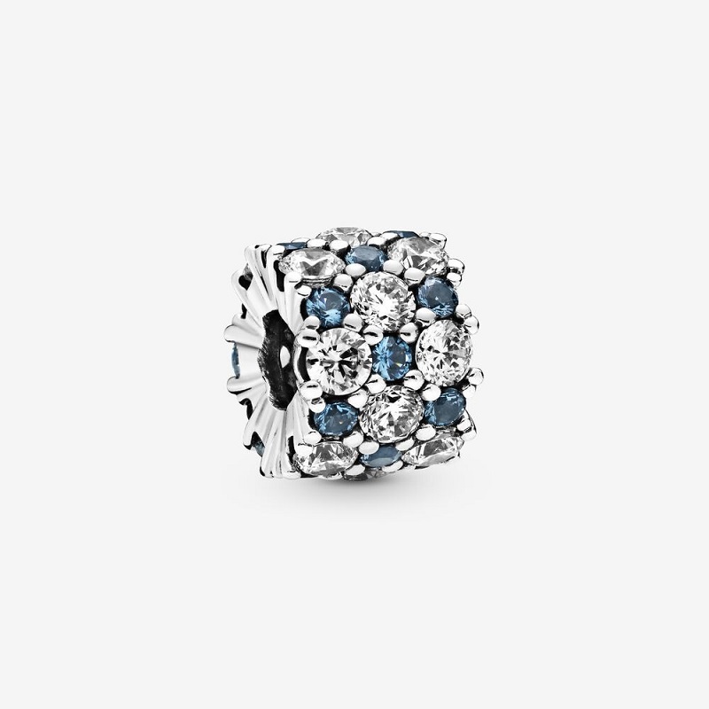 Past Pandora originele armbanden 20 stks zilveren charmes kralen witblauw kristal hart moederdag zilveren charmes kraal voor vrouwen diy Europese ketting sieraden