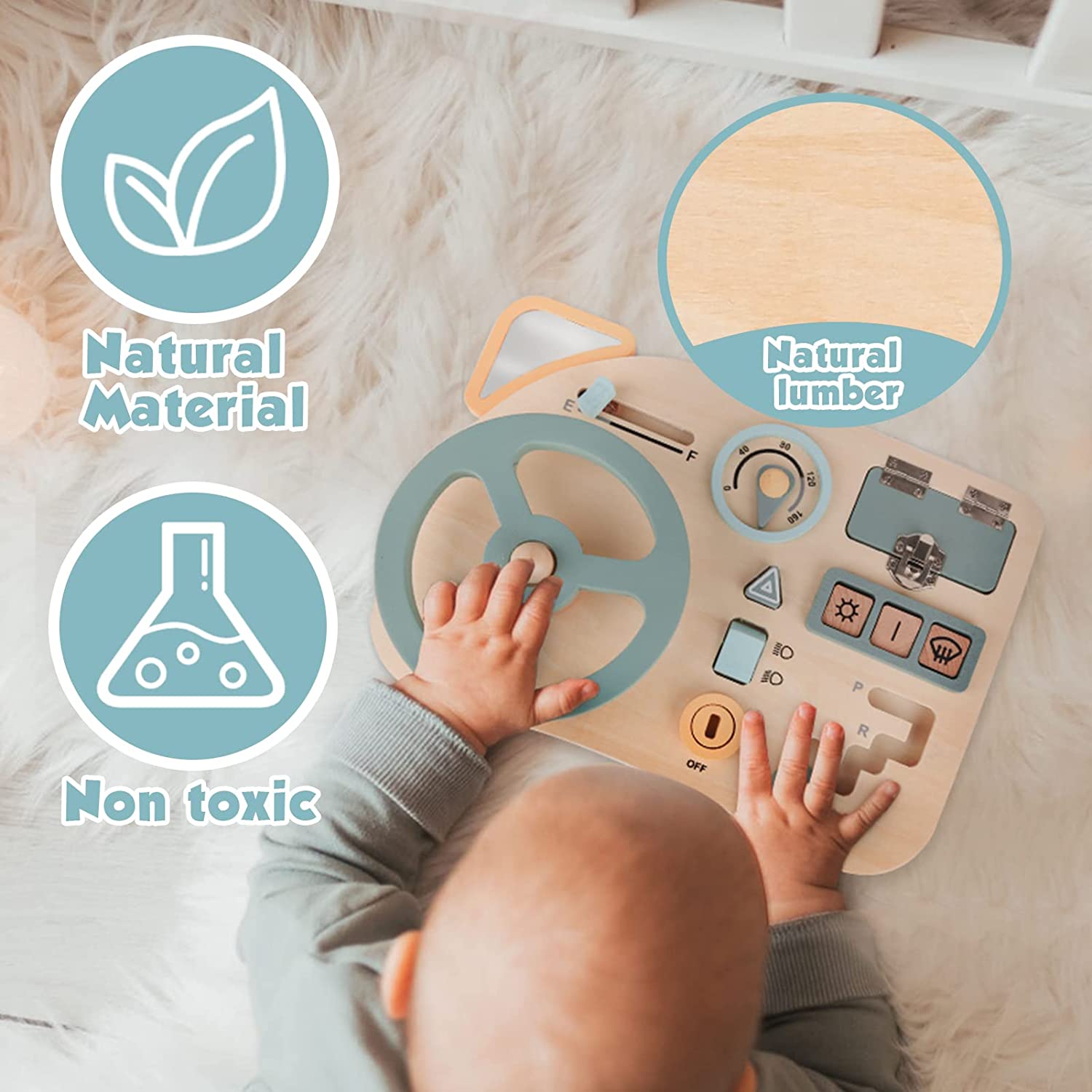 Planche occupée pour les tout-petits Jouets sensoriels en bois Activités d'apprentissage préscolaire pour les compétences Jouet de voyage