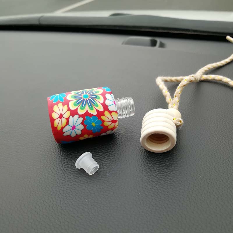 Gift Car Perfume Bottles Pendant Soft Clay Essential Oil Diffuser Ornaments Air Freshener Pendant Craft Empty Perfume Bottle