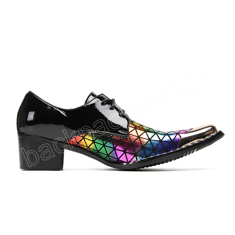 Classic Pointed Toe Performance Prom Shoes Fashion Colorful Oxfords Shoes Men Genuine Leather Shoes