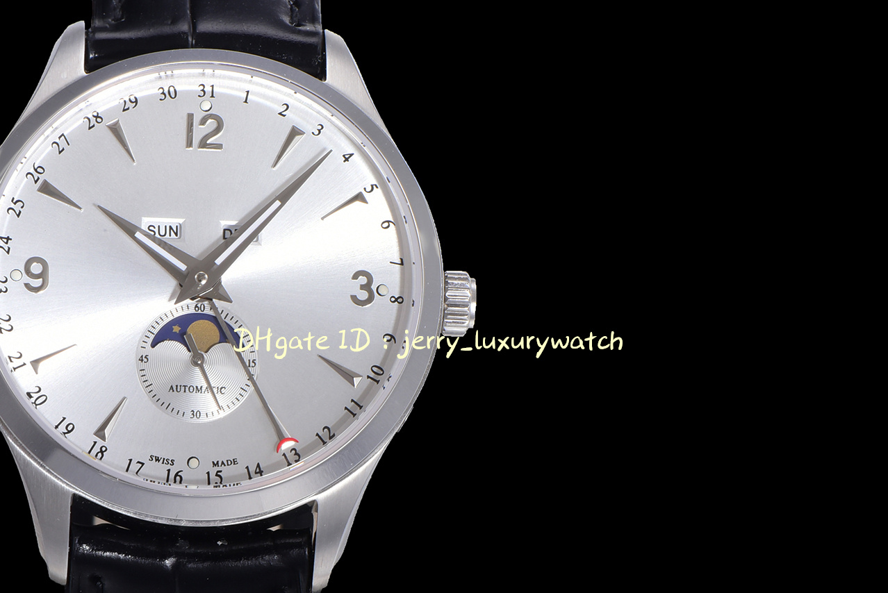 ZF JL Watch Luxury Men's Master Calendar 1558420 ремешок Cowhhide - указатель буквы, 866/1 Полное автоматическое механическое движение, 40 мм белый
