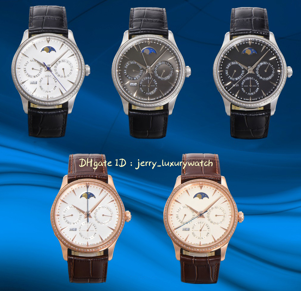 GF JL watch Luxury Men's Phase of the Moon Master 136255J Cowhhide strap Cal.925/1 Fully automatic Mechanical Movement, 39mm,