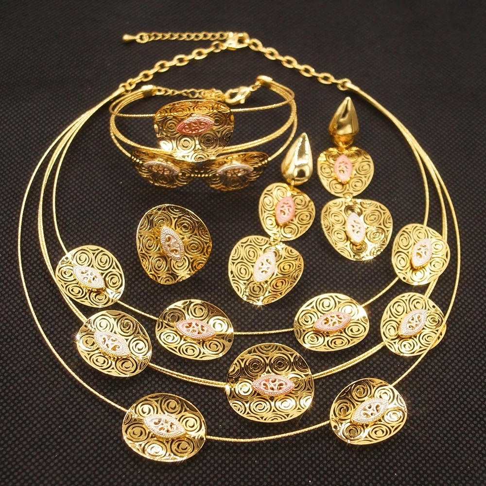 Yulaili Gold Filled Fashion Necklace Set Traje de compromiso Diseño redondo Ladies Big Jewelry Sets
