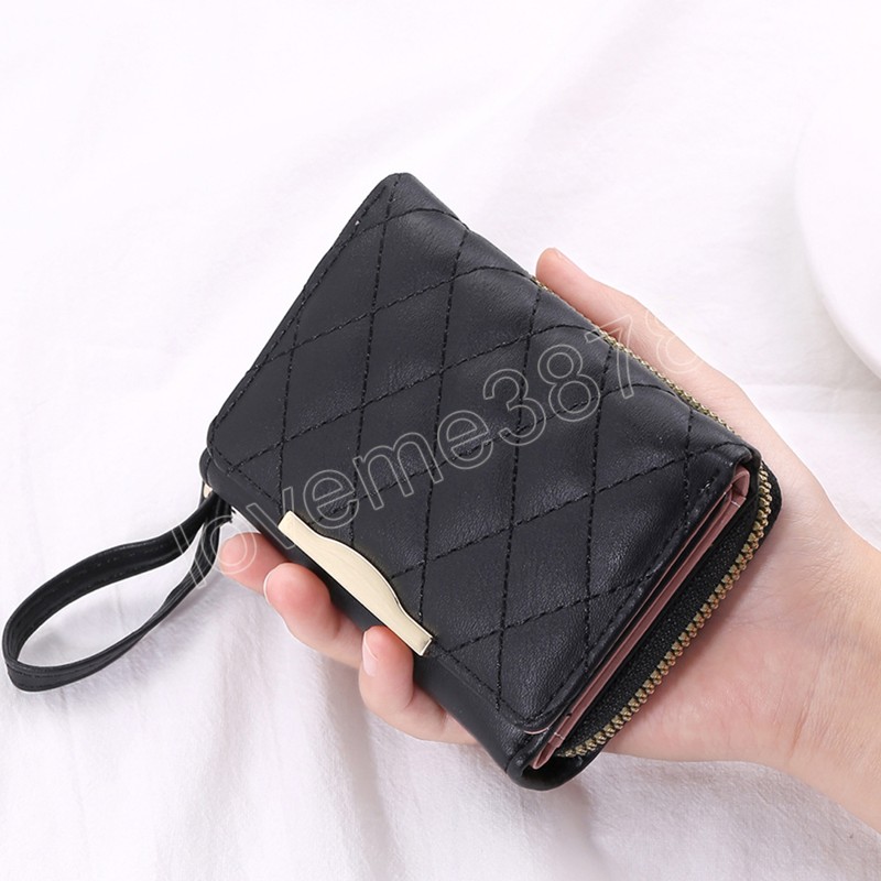 Carteiras para mulheres moda novo estilo buckle bolsa de fivela tríforra bolsa de cartão pu PU Multi -card titulares