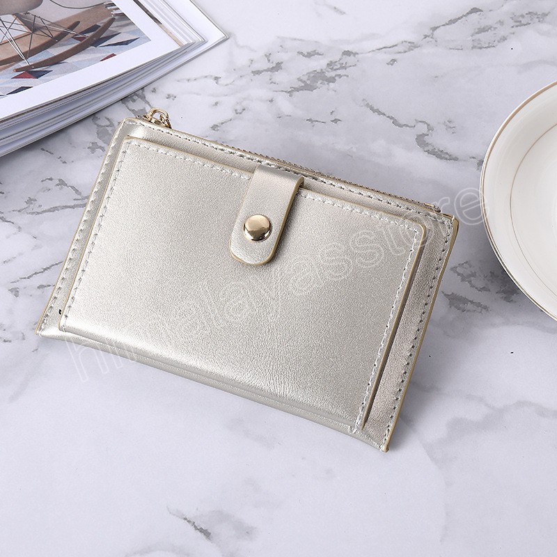 Pearl Laser PU Leather Wallet Zipper Short Ladies Coin Purse Female Money Bag Clip Credit Card Holder Clutch Wallet