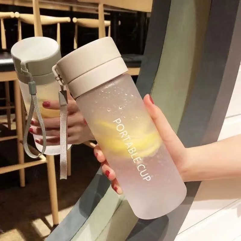 New 600/800ml Frosted Cold Water Bottle Portable Sports Bottle Outdoor Bottles Gym Fitness Bottle Summer Cold Drink Bottle For Girl