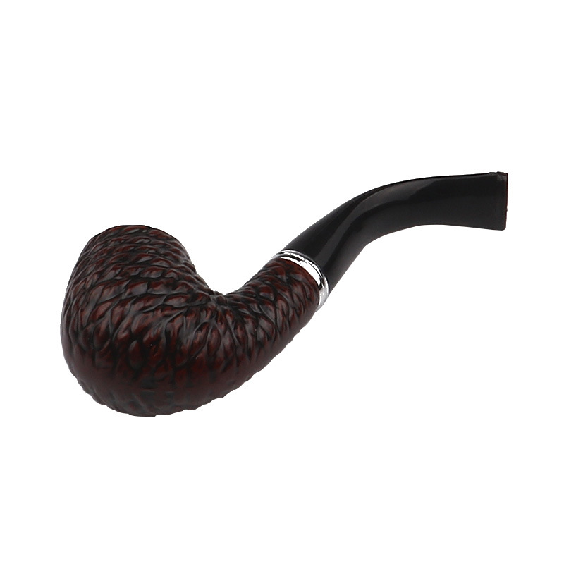 Smoking Pipes Hot selling fashion black pockmarked pipe filter cigarette holder rubber wood pipe